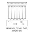 Lebanon, Temple Of , Bacchus travel landmark vector illustration
