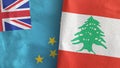 Lebanon and Tuvalu two flags textile cloth 3D rendering