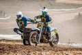 Lebedyanka, Russia - August 25, 2019: Russian Motocross Championship, motorbike and motorcycle races off-road cross-country