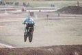 Lebedyanka, Russia - August 25, 2019: Russian Motocross Championship, motorbike and motorcycle races off-road cross-country. athle