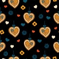 Lebkuchenherz Gingerbread heart seamless pattern