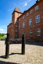 Lebork, Pomeranian Voivodeship / Poland - June 6, 2019: Old historic brick building in a small city in Europe. Teutonic castle in