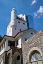 Lebork, Pomeranian Voivodeship / Poland - June 6, 2019: Renovated antique water tower in a small town. An old building supplying