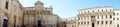 LECCE, ITALY - AUGUST 2, 2017: Panoramic view of Piazza del Duomo square with Lecce Cathedral and Museo diocesano d`arte sacra mus