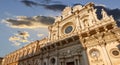 Lecce, Puglia, Italy. August 2021. The church of Santa Croce is the finest example of Lecce baroque. The view displays it in all Royalty Free Stock Photo