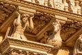 Lecce, Puglia, Italy. August 2021. The church of Santa Croce is the finest example of Lecce baroque. Detail of the facade Royalty Free Stock Photo