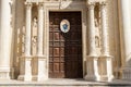 Entrance of the Basilica of Santa Croce church in the historic center of Lecce, Puglia, Italy Royalty Free Stock Photo