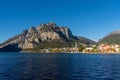 Lecco on the shores of Lake Como with mountain landscape in the background Royalty Free Stock Photo