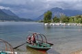 Participants of the local Lucia traditional boats competition rowing their boat.