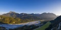 Lech river plait in hoefen reutte austria at fall sunset