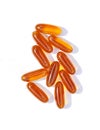 Lecithin supplement capsules close up. Medical pills macro Royalty Free Stock Photo