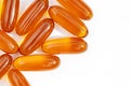 Lecithin supplement capsules close up. Medical pills macro Royalty Free Stock Photo