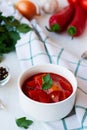 Lecso national dish of Hungarian cuisine with pepper and tomato Royalty Free Stock Photo