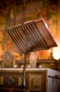 Lectern in altar with a holy bible.