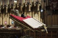 A lectern with Bible in York Minster, Great Britain in May 2018 Royalty Free Stock Photo