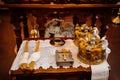 Lectern.high table with a sloping top for liturgical books in an Orthodox Church