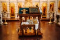Lectern.high table with a sloping top for liturgical books in an Orthodox Church