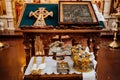 Lectern.high table with a sloping top for liturgical books in an Orthodox Church