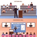 Lecture And Conference Hall Banner Set Royalty Free Stock Photo
