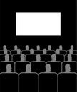Lecture hall. In cinema people sit on armchairs. Presentation. Royalty Free Stock Photo