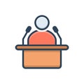 Color illustration icon for Lecture, leader and speaker