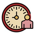 Lecture time clock icon color outline vector Royalty Free Stock Photo