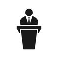 Lecturer or public speaker black vector icon.