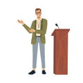 Lecturer speaking lectern with microphone isolated