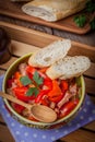 Leczo - stew with peppers, onions and sausages. Royalty Free Stock Photo