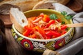 Leczo - stew with peppers, onions and sausages. Royalty Free Stock Photo