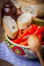 Leczo - stew with peppers, onions and sausages. Royalty Free Stock Photo