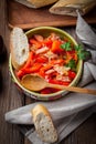 Leczo - stew with peppers, onions and sausages. Royalty Free Stock Photo