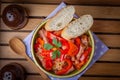 Leczo - stew with peppers, onions and sausages. Royalty Free Stock Photo