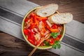 Leczo - stew with peppers, onions and sausages. Royalty Free Stock Photo