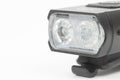 LED bicycle white front light isolated above white background with copy space Royalty Free Stock Photo