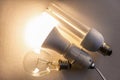 Led bulb, incandescent bulb, fluorescent bulb. Royalty Free Stock Photo