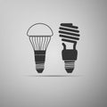 LED bulbs and fluorescent light bulb icon. Royalty Free Stock Photo