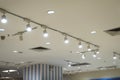 Led ceiling spot lighting in modern building Modern architecture roof Royalty Free Stock Photo