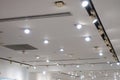 Led ceiling spot lighting in modern building Modern architecture roof Royalty Free Stock Photo