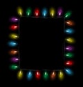 Led Christmas lights like frame on black Royalty Free Stock Photo