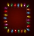 Led Christmas lights like frame on red Royalty Free Stock Photo