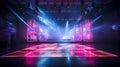 Led concert stage, spotlight illuminated the empty stage, lightning design, electric, screen, colourful effect wallpaper