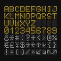 LED Digital Font on Black Background for Airport Board. Vector Royalty Free Stock Photo