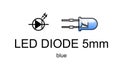 Led diode icon and symbol, blue