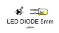 Led diode icon and symbol, yellow
