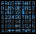 LED Dot Matrix Panel. Letters, numbers, punctuation marks, arithmetic signs, basic emoticons and navigation arrows