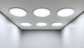 LED downlight fixture embedded in white ceiling background for clean, minimal, and efficient interior lighting Royalty Free Stock Photo