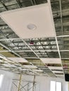 LED Downlight Installed on White T-Bar Ceiling Royalty Free Stock Photo