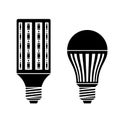 LED energy saving lamp bulb symbols