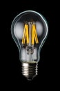 LED filament bulb on black background Royalty Free Stock Photo